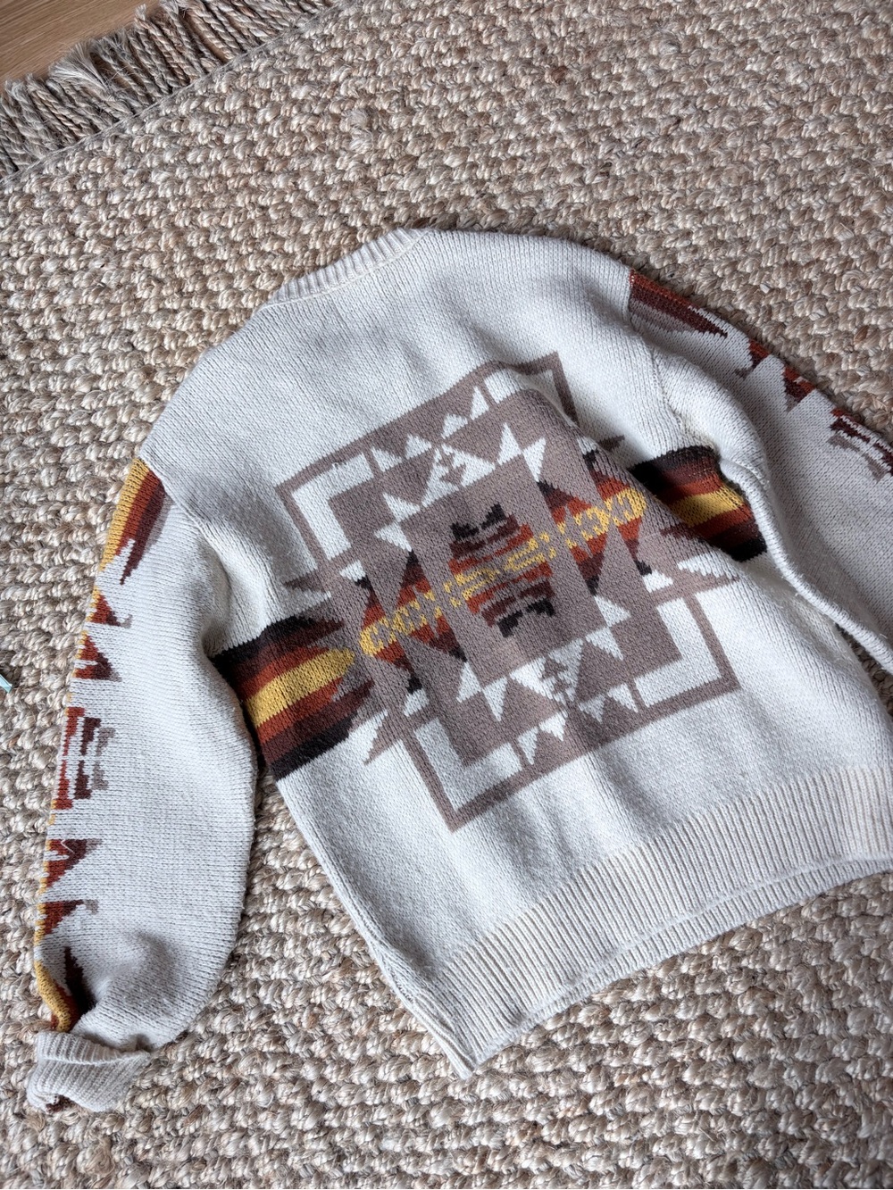 Cream Aztec-Pattern Women's Sweater